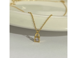Collar De Plata De Ley 925 (oro) Con Una Pequeña Almohadilla Incrustada Con Circonita, De Estilo Lujoso, Exquisito Y Versátil.