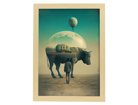 NACNIC Poster Vaca En Estilo Surrealismo Cinematográfico Ilustraciones Y Grabados De Historieta Abstracta Y Artística A4 Marcos Negros