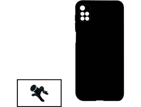 Kit Soporte Magnético Reforzado de Coche y Funda Silicona Liquida Xiaomi Redmi 10 PHONECARE Negro