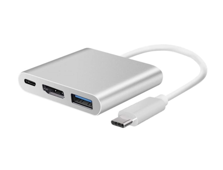 Adaptador USB C a HDMI Tipo C a 4K Hdmi Adaptador multipuerto 3 en 1 Convertidor USB C a HDMI Blanco