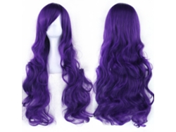 Peluca larga y rizada para cosplay de personajes de anime, 80cm (morado oscuro) Gertiz