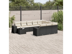 Conjunto de sofás de jardín de 11 piezas DKD Home Decor con cojines de mimbre negros