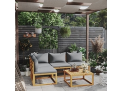 Conjunto de salón de jardín de 5 piezas con cojines de madera maciza de acacia DKD Home Decor