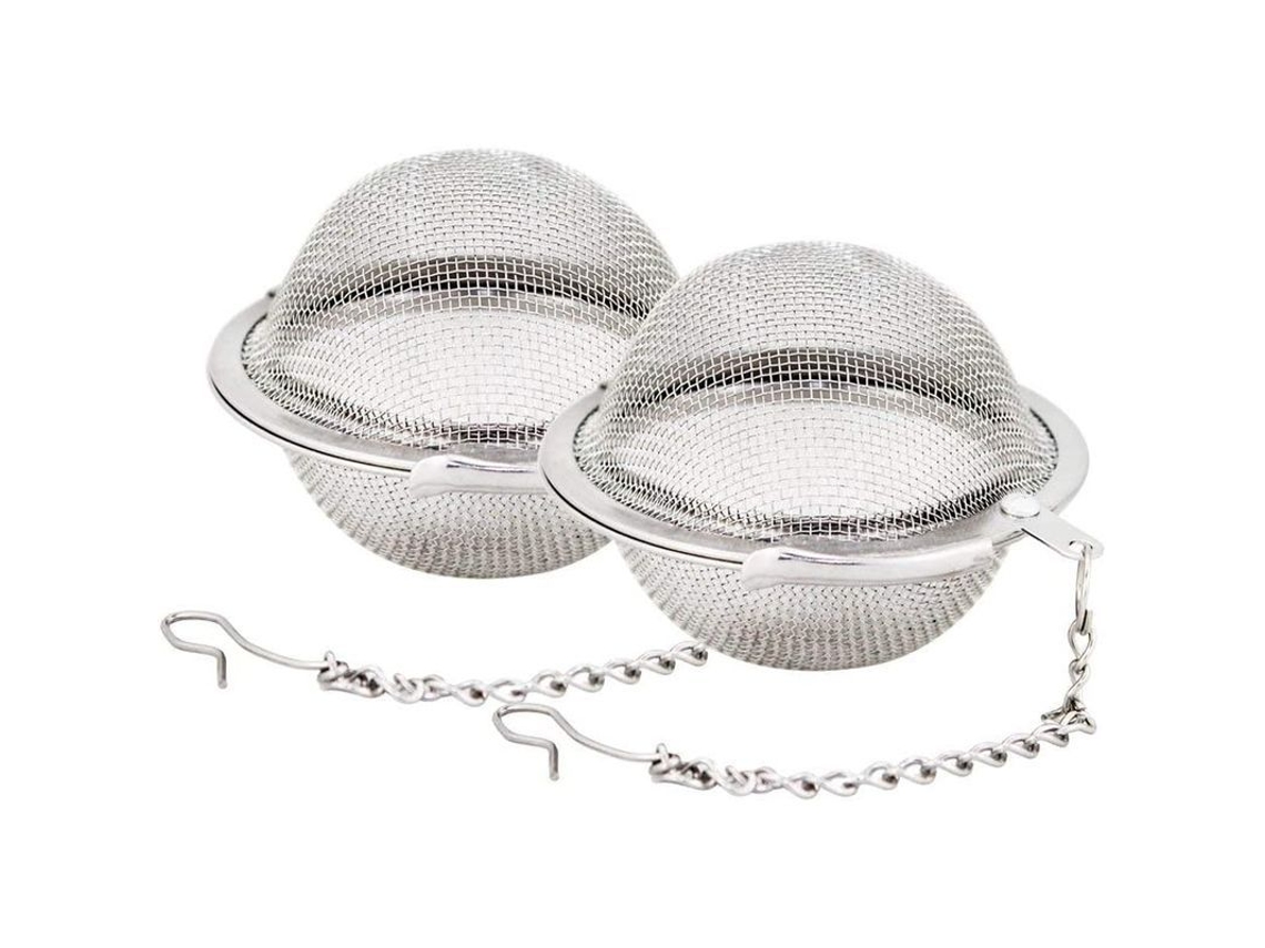 2 Bolas De Malla De Acero Inoxidable Para Té De 5,3 Cm Con Práctico Gancho.