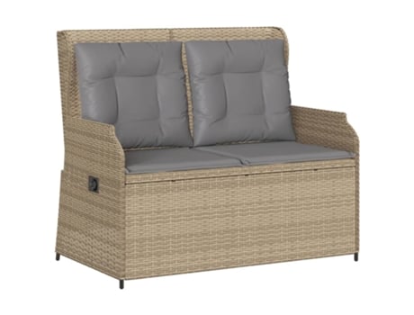 Sillón reclinable de jardín VIDAXL con cojines ratán sintético beige