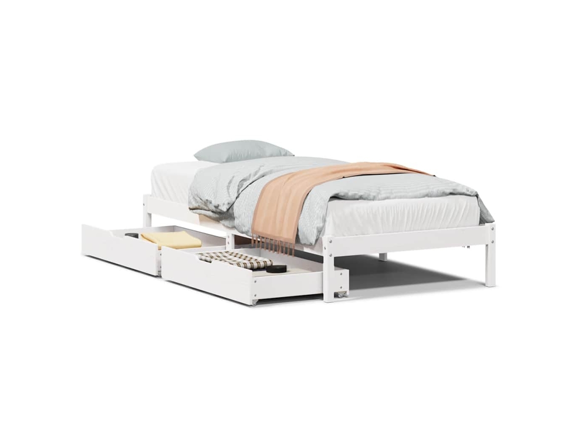 Maison Exclusive - Estructura De Cama Sin Colchón Madera De Pino Blanca 90x200 Cm