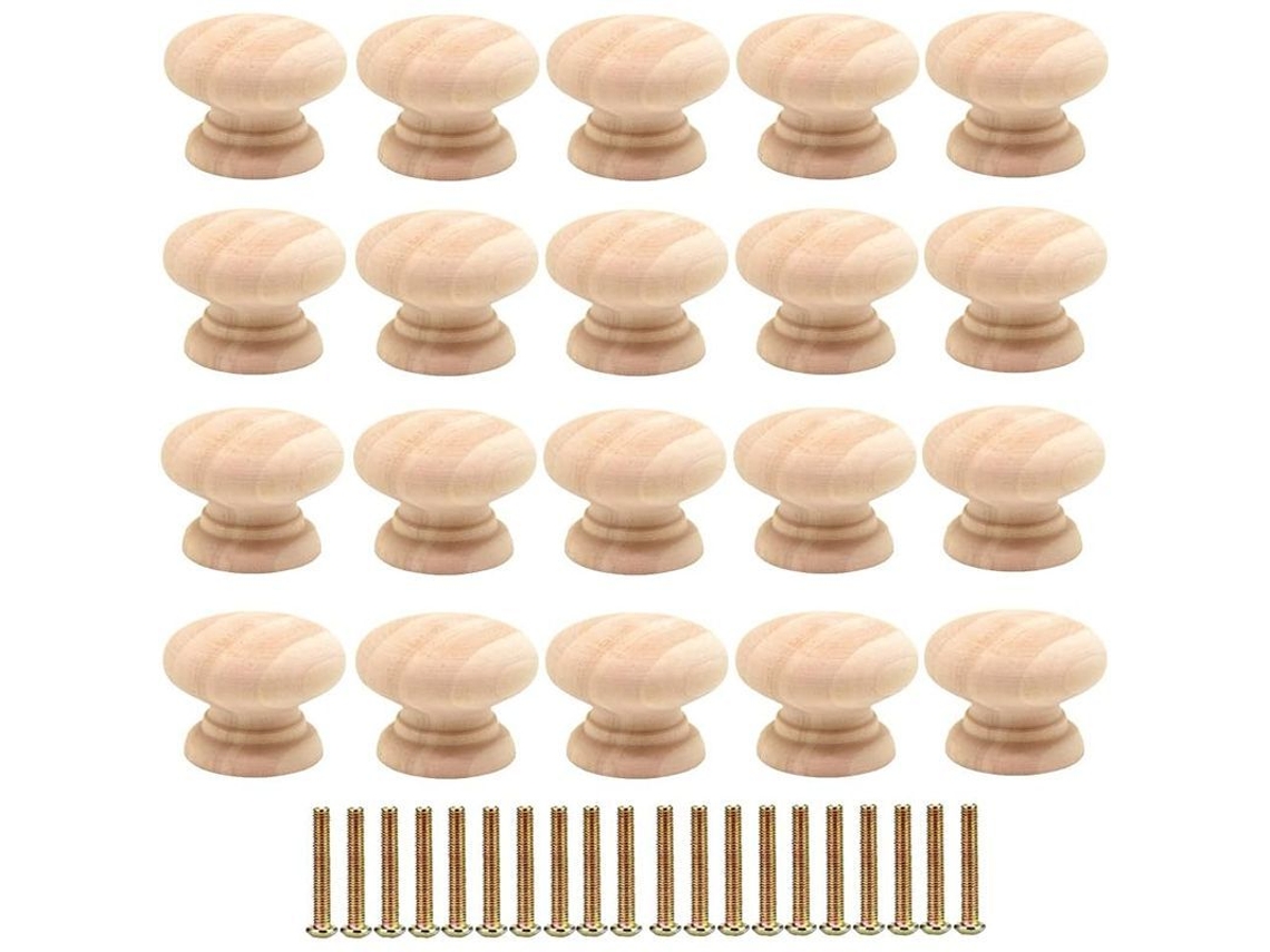 20 Tiradores De Madera Para Armarios, Tiradores De Muebles, Tiradores Redondos Para Cajones Con Tornillos Dho