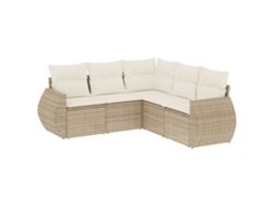 Maison Exclusive - Juego De Sofás Jardín Con Cojines 5 Pzas Ratán Sintético Beige