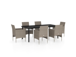 Maison Exclusive - Juego De Comedor De Jardín 7 Piezas Con Cojines Beige Y Negro
