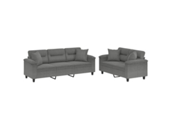 Maison Exclusive - Juego De Sofás Con Cojines 2 Piezas Tela Microfibra Gris Oscuro