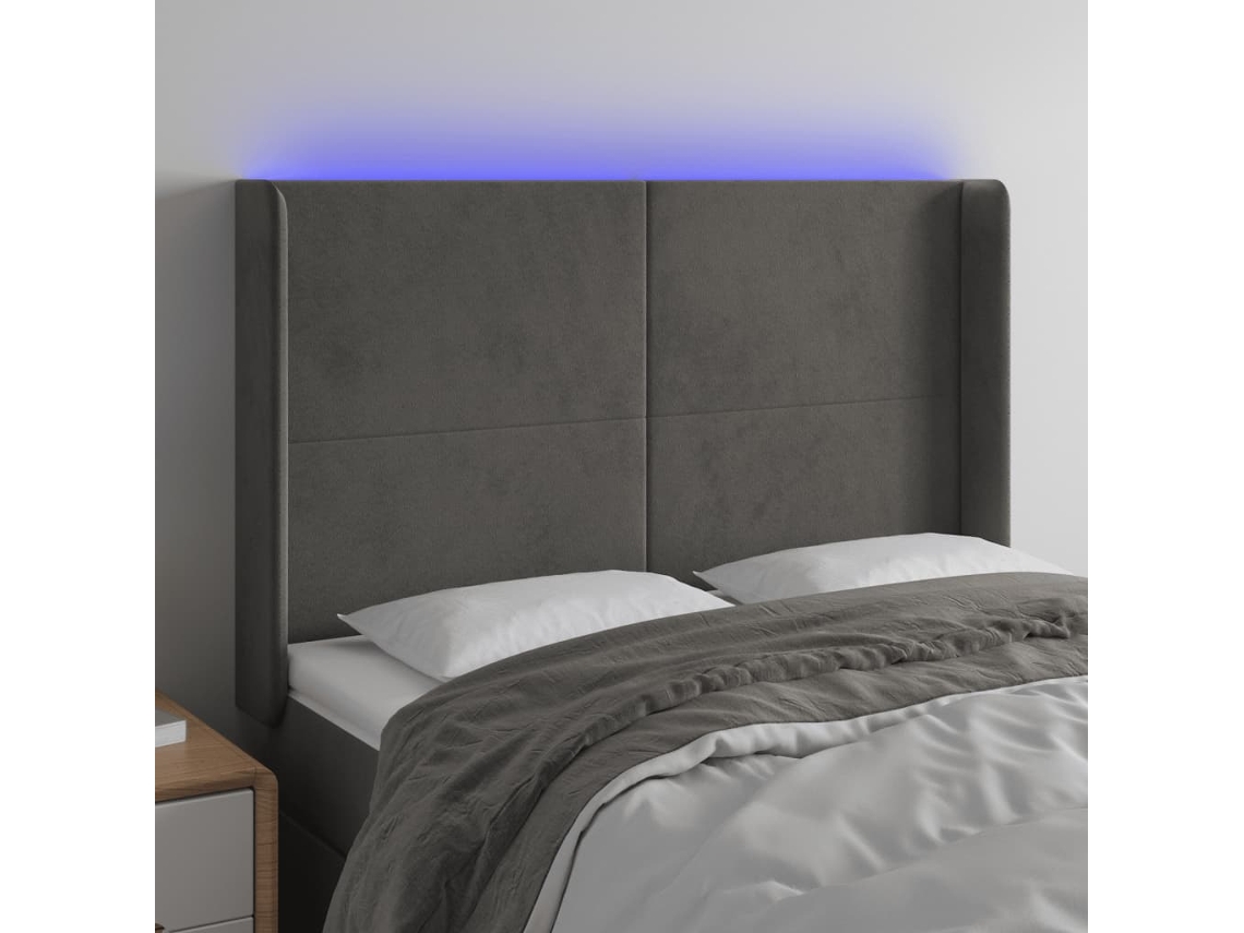 Cabecero Con Led De Terciopelo Gris Oscuro 147x16x118/128 Cm