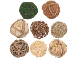 Juego 8 Bolas Decorativas Esféricas Naturales Ratán Tejido Ideales Rellenar Jarrones Rústicos Centros