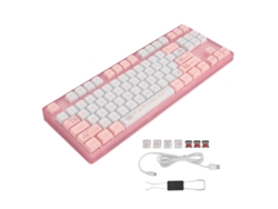 Teclado Mecánico Para Juegos De 87 Teclas, Pbt, Sublimación, Retroiluminación Blanca, Interruptores Rojos, Usb Con Cable Para Windows