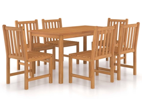 Conjunto 7 Conjunto de comedor de jardín VIDAXL madera maciza de teca