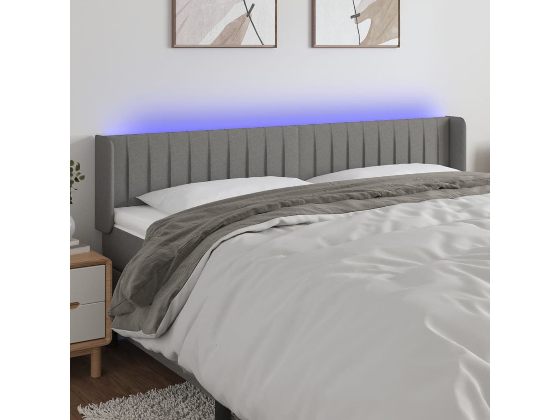 Cabecero Con Led De Tela Gris Oscuro 183x16x78/88 Cm