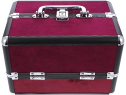 Trousse De Maquillaje Doble Ouverture En Aluminium, 25x17x18 Cm, Capacité Spacieuse, Couleur Rouge