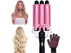 Rizador De Pelo Ssxjx, Plancha De 3 Barriles Con Temperatura Ajustable, Color Rosa.