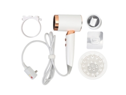 Secador De Pelo Con Iones Negativos, 1400 W, 20000 Rpm, Alta Velocidad, Control De Temperatura, Bajo Nivel De Ruido, Color Blanco.
