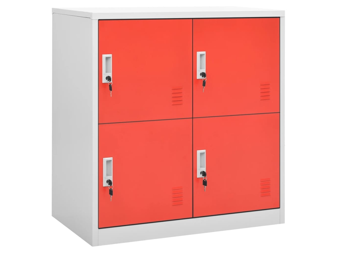 Conjunto de taquilla de 2 piezas, gris claro y acero rojo, EXCLUSIVO DE LA CASA (90 x 45 x 92,5 cm)