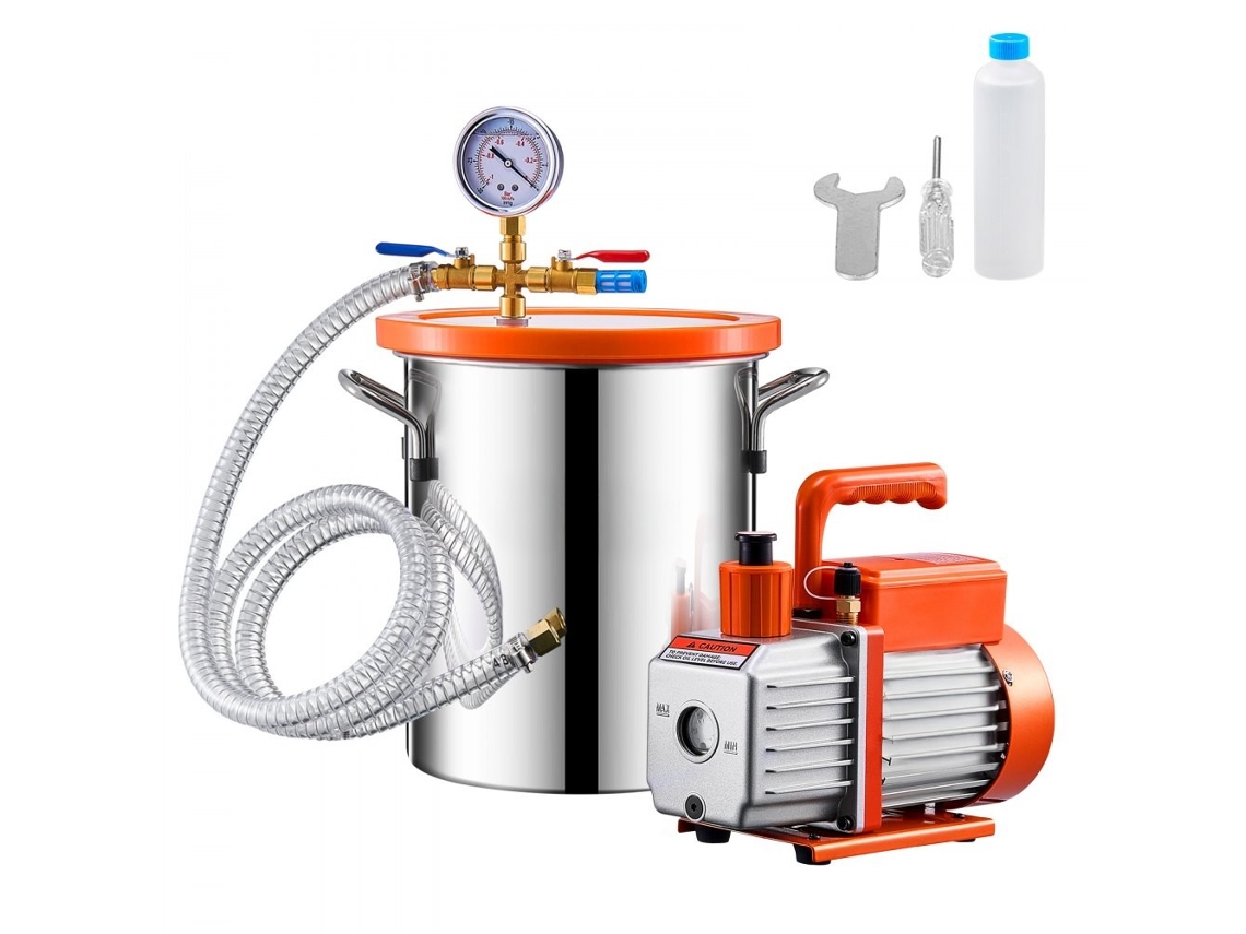 Kit De Vacío Con Bomba 3,5cfm Y Cámara 11l Para Eliminación De Burbujas En Aplicaciones Técnicas Tekmaquinas