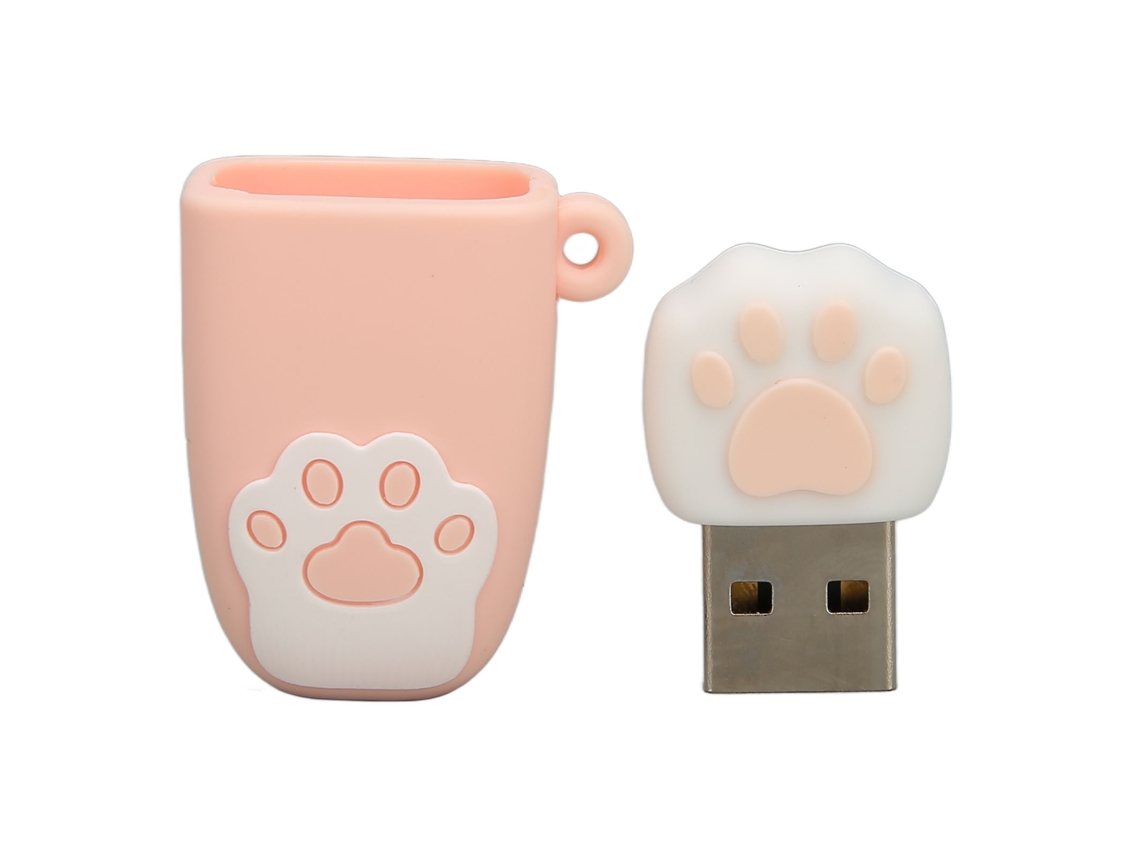 Unidad Flash Usb 2.0 Forma De Garra De Gato Estilo Cartoon Portátil Resistente A Vibraciones 64g Rosa Para Win Y Os X