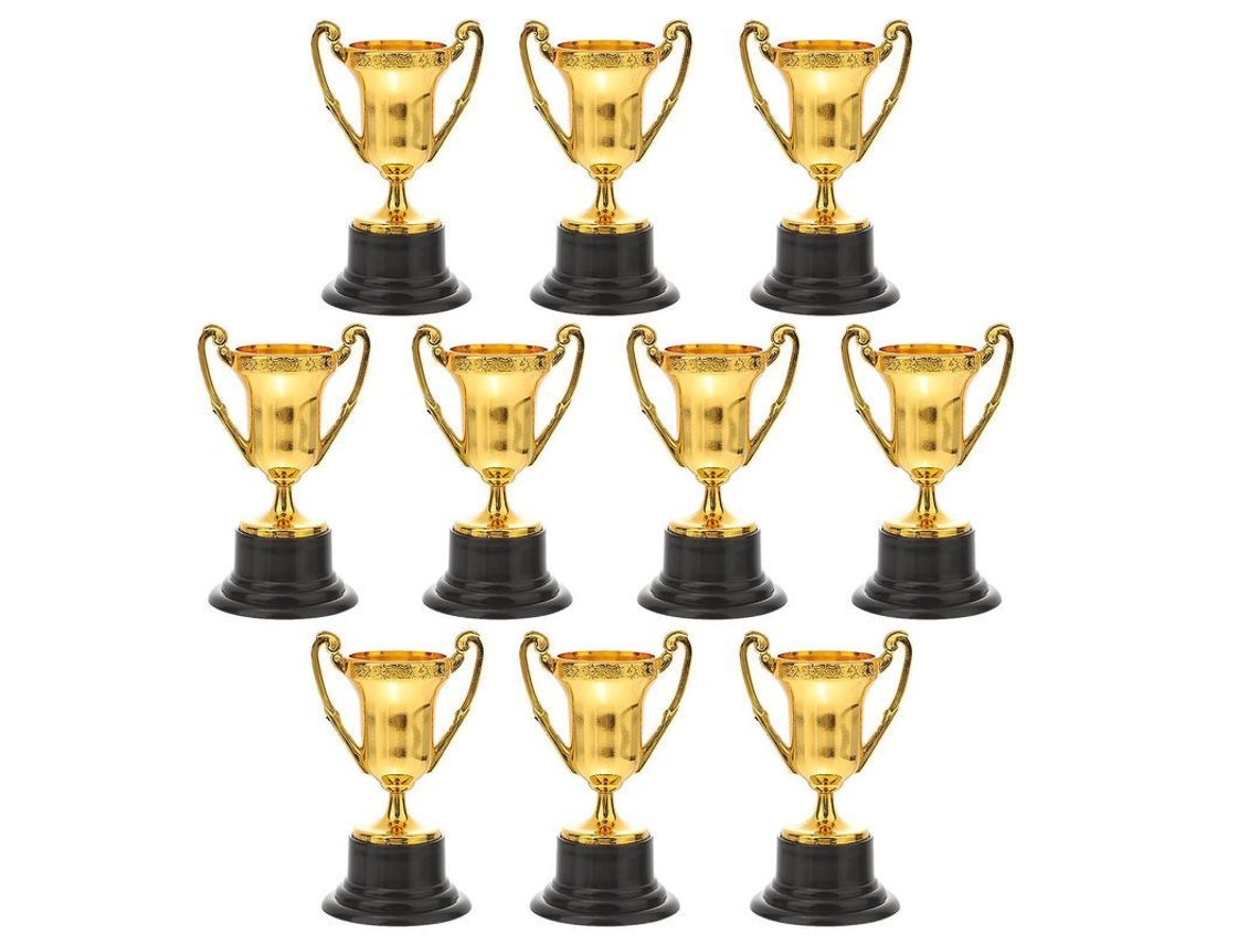 Trofeos De Plástico Para Niños, Paquetes De Premios Con Trofeos De Oro.