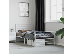 Estructura Cama Sin Colchón Con Estribo Metal Blanco 90x190 Cm