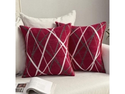 2026-40561-2 Fundas De Almohada Navideñas Chenille Texturizadas Rojas 45x45cm Para Sofá Cama Coche