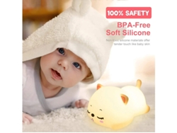 Lámpara de gato de silicona con forma de gato, luz nocturna con control remoto, ideal para niños. Recargable y kawaii. Bestvite