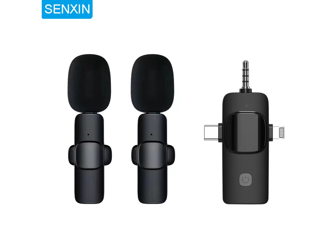 Micrófono de solapa inalámbrico, conector de 3,5 mm, minimicrófono con cancelación de ruido. Mdug (con dos micrófonos)