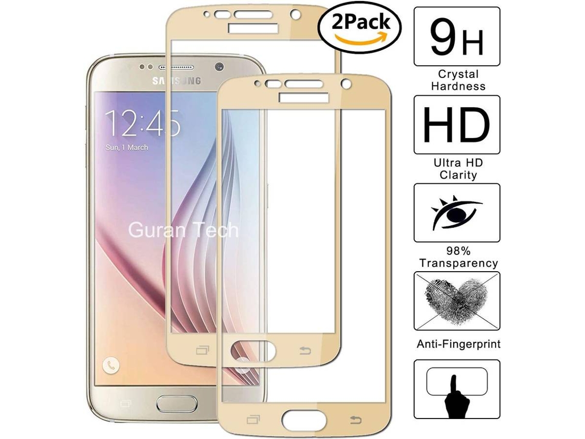Protector Cristal Templado Samsung Galaxy S6 HONGWE. Cobertura Completa Dorado