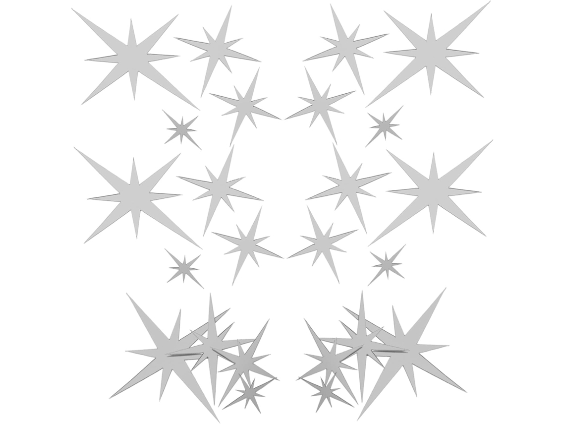 61 Piezas De Pegatinas De Pared De Estrellas Acrílicas Con Espejo Plateado Removibles Para