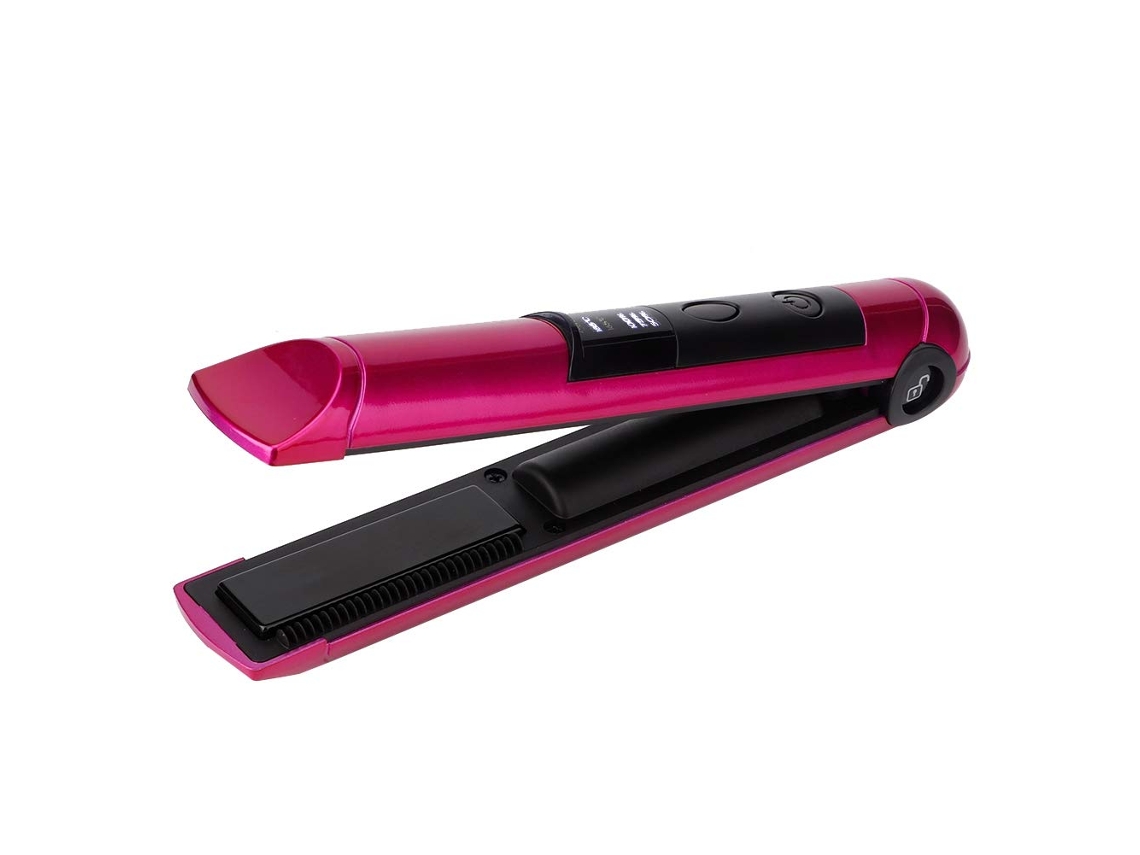 Plancha de cabello mini, con pantalla, inalámbrica y calentamiento rápido