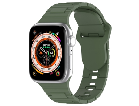 Correa de reloj inteligente para Apple Watch 8 de 41 mm con hebilla cuadrada estilo armadura de silicona (verde oscuro)