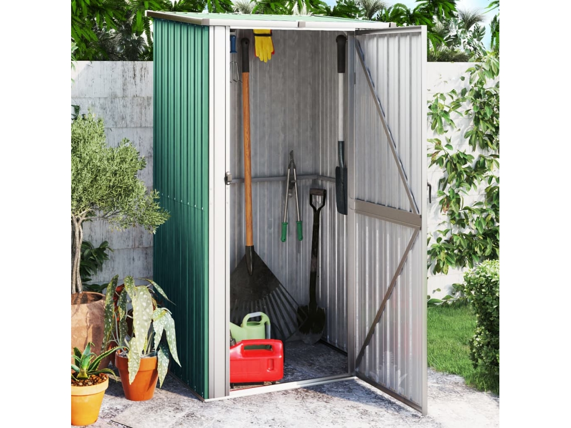 Cobertizo De Jardín Acero Galvanizado Verde 118,5x97x209,5 Cm