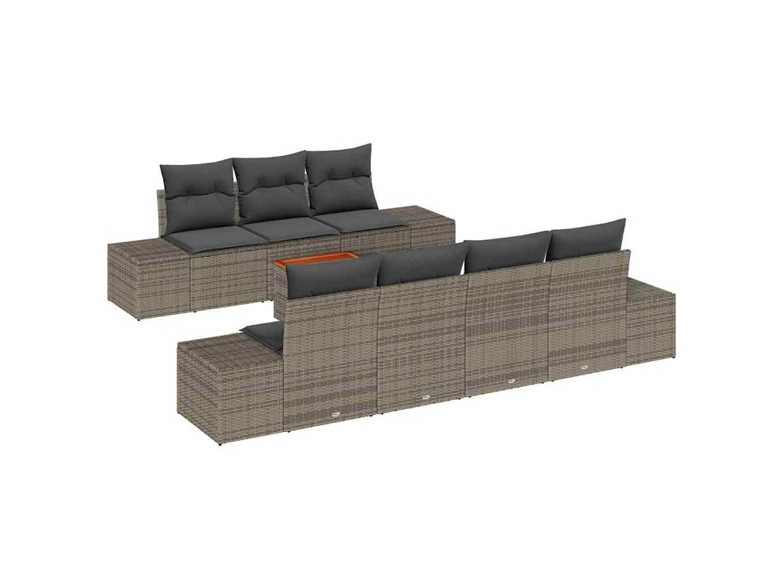 Conjunto de sofá de jardín de 8 piezas de mimbre gris EXCLUSIVO DE LA CASA