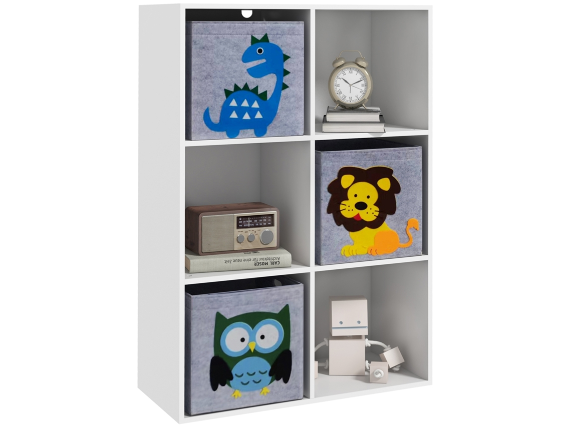 Estanterías, cubos y cajones para niños, MDF, antivuelco, color blanco Dagou.