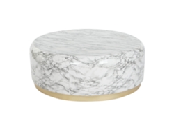 Mesa Centro Hierro Simil Marmol Blanco 119x119x45cm