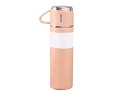 Juego De Botellas Térmicas De Acero Inoxidable De 500 Ml Con 3 Tapas Para Viajes Al Aire Libre - Rosa