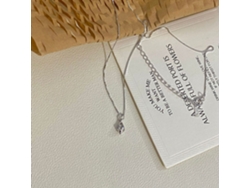(oro Blanco) Collar De Plata De Ley 925 Con Sonido Del Océano Y Colgante De Caracola Con Diamantes Brillantes, Mini, Exquisito Y Elegante.