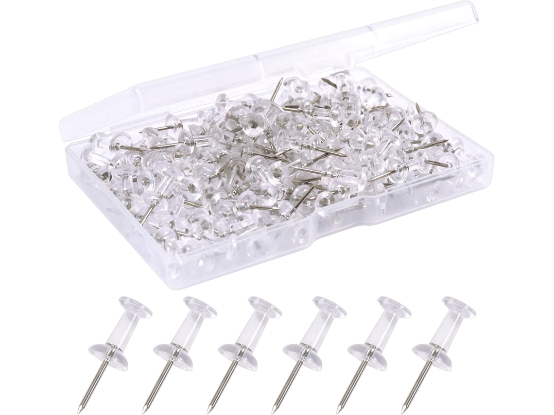 120 Chinchetas Transparentes Para Tablero De Clavijas Con Caja