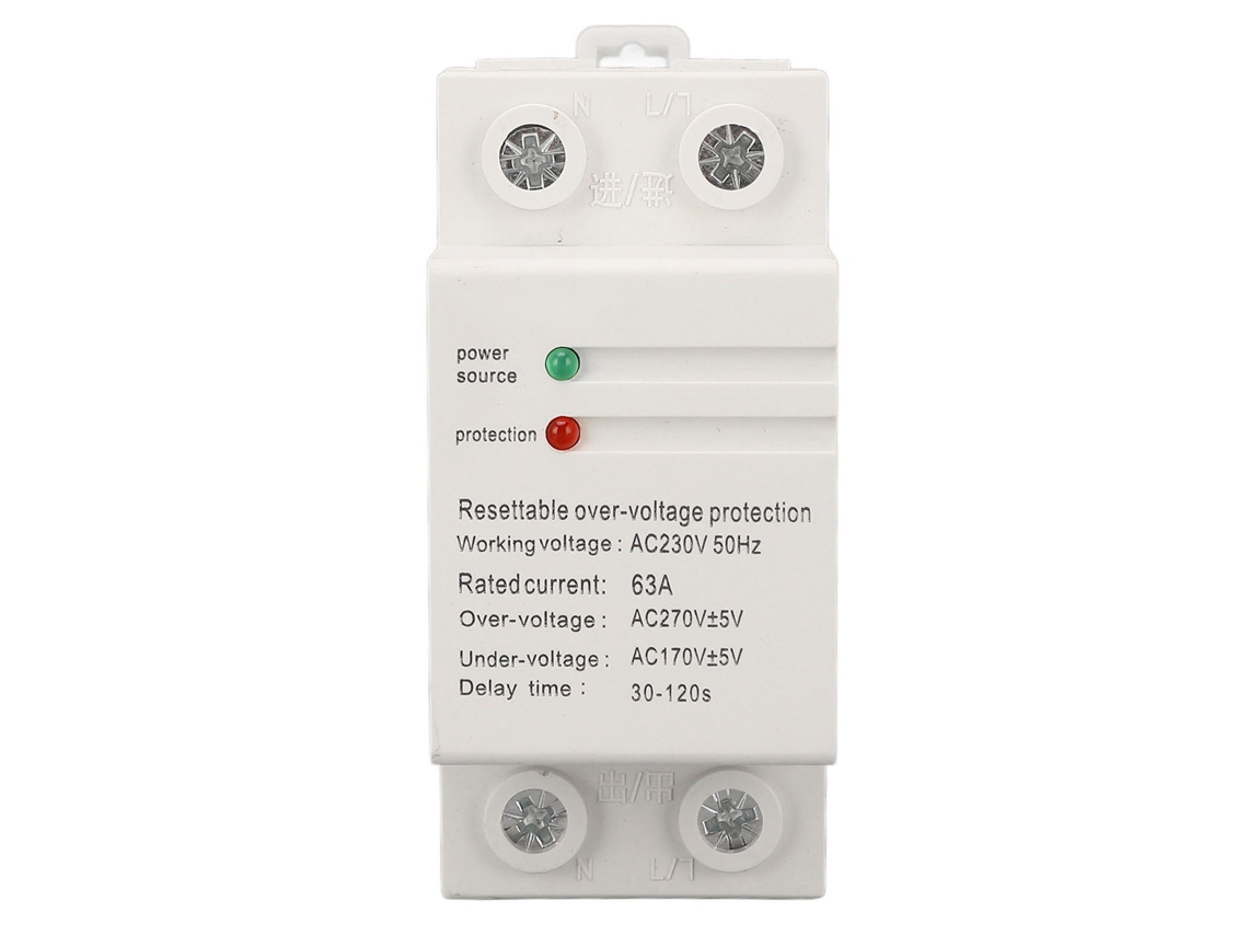 Protector De Sobretensión Y Bajo Voltaje 63a Ac230v Auto-reset Superior Entrada Inferior Salida