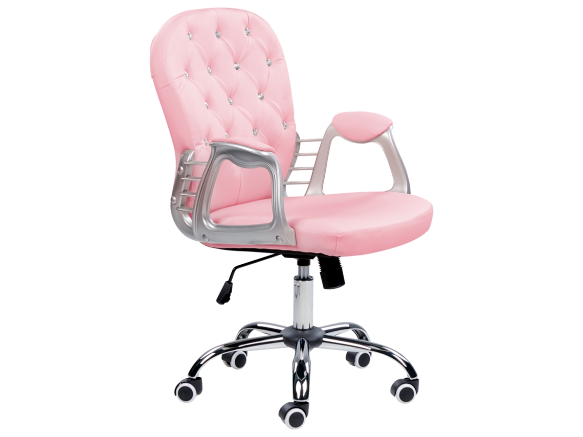 Silla de oficina BELIANI Princess de Piel sintética Rosa 58x58x103