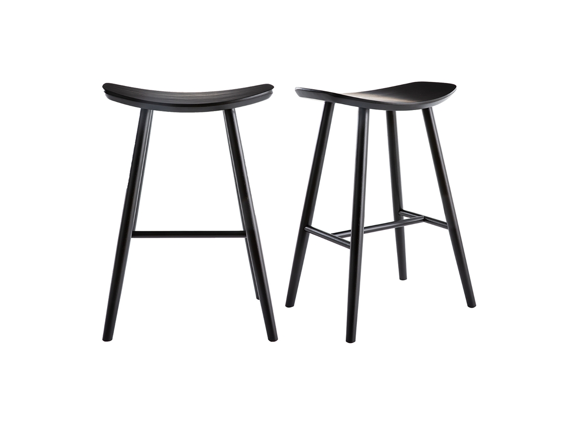 Conjunto de 2 bancos de cozinha pretos 65 cm Demory MILIBOO