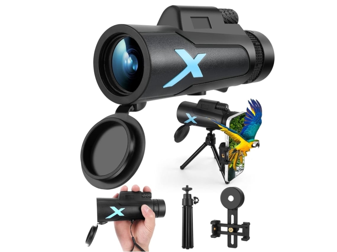 Telescopio monocular de alta potencia 12x50 con trípode para teléfono inteligente, bolsa portátil, vista amplia, prisma Bak4 y tecnología de lente FMC Gusshious