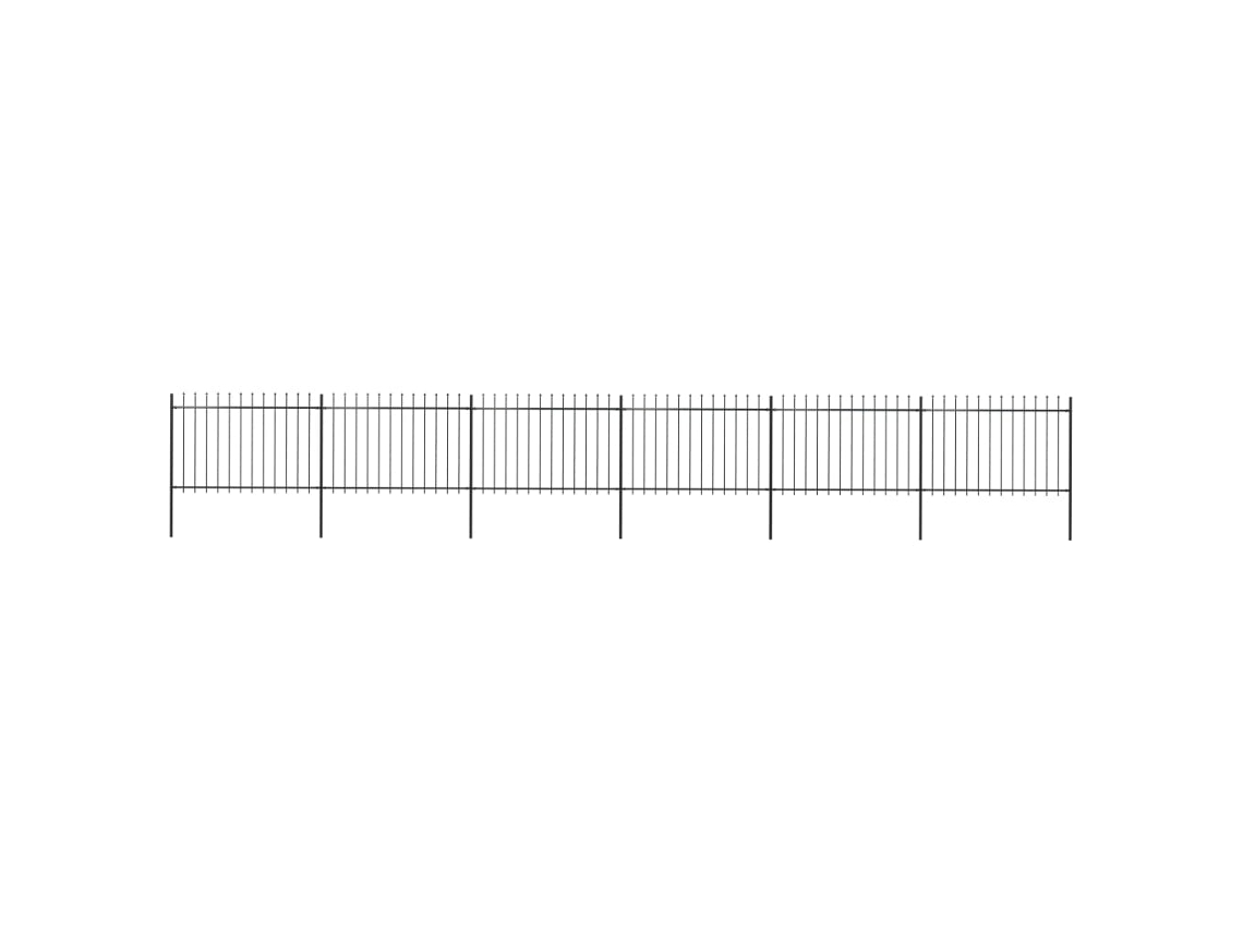 Valla de jardín con punta de lanza, 10,2 x 1,2 m, acero negro, DKD HOME DECOR
