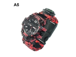 Reloj táctico de supervivencia para exteriores 7 en 1, pulsera de paracord con brújula, raspador, silbato de paracord y herramientas de acampada.