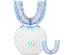 Escova De Dentes Elétrica Branca Em Forma De U, Limpeza A 360°, Luz Azul, Silicone Flexível, Recarregável, Para Adultos E Crianças