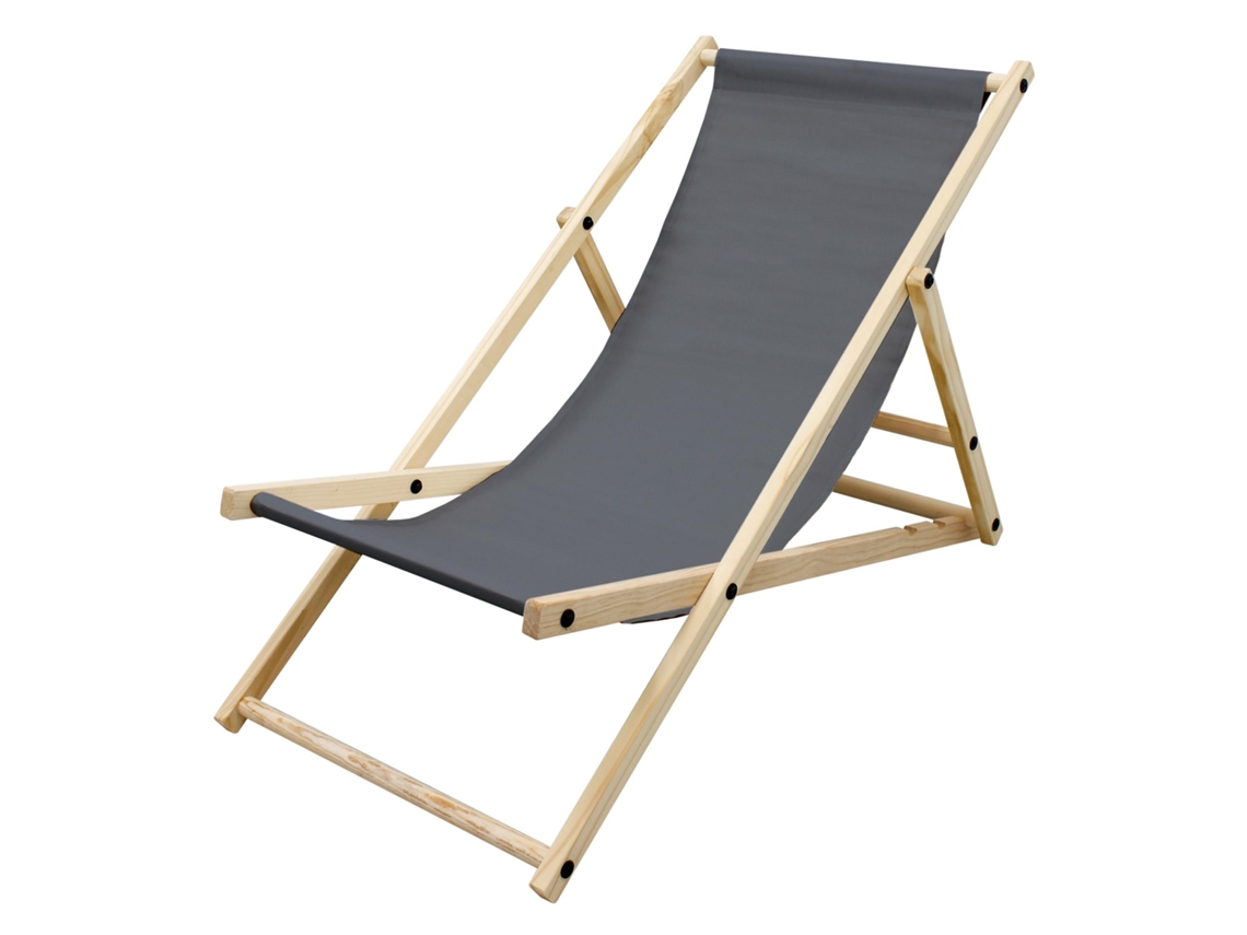 Silla De Playa Ecd Germany Antracita Madera De Pino Tejido Impermeable Carga Hasta 120kg