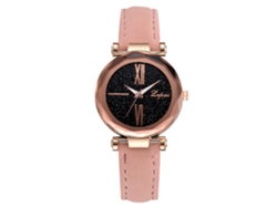 Reloj Analógico Para Mujer Con Grandes Números Romanos Y Correa De Piel Sintética Rosa.